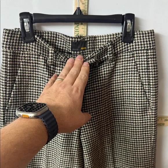 FENDI - Men's Houndstooth Pants in Black and White/Tan Size 40 or W28”/L33”